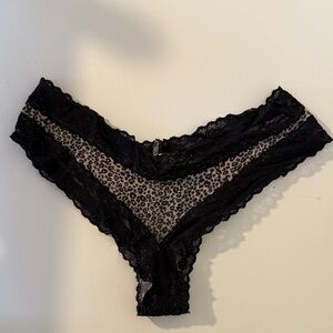 Victoria's Secret Cheeky Black Lace Leopard Panties